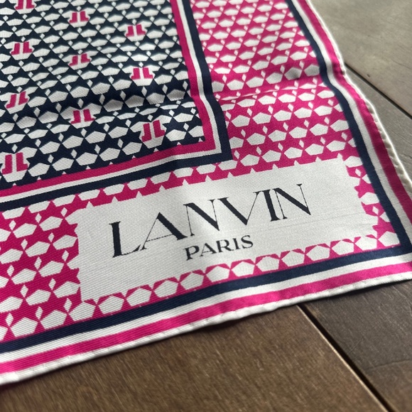 Lanvin Paris Pink & Black Silk Scarf - Picture 2 of 3